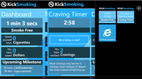 This quit smoking app for Windows Phone includes Live Tile support.